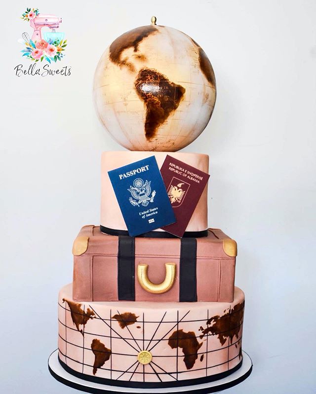 Vintage World Map Edible Cake 