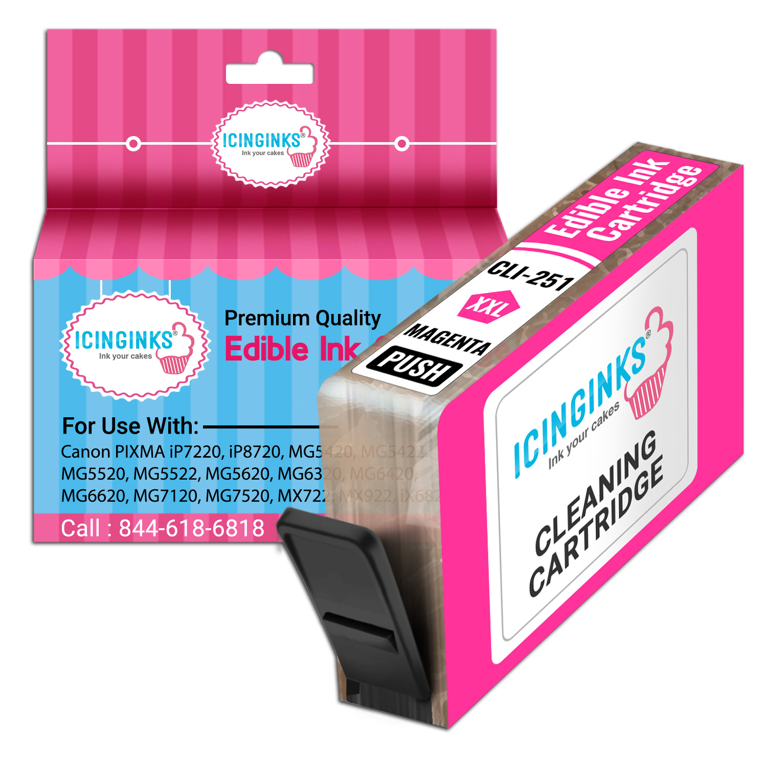 Magenta Edible Ink Cleaning Cartridge for Canon CLI251XL Icinginks