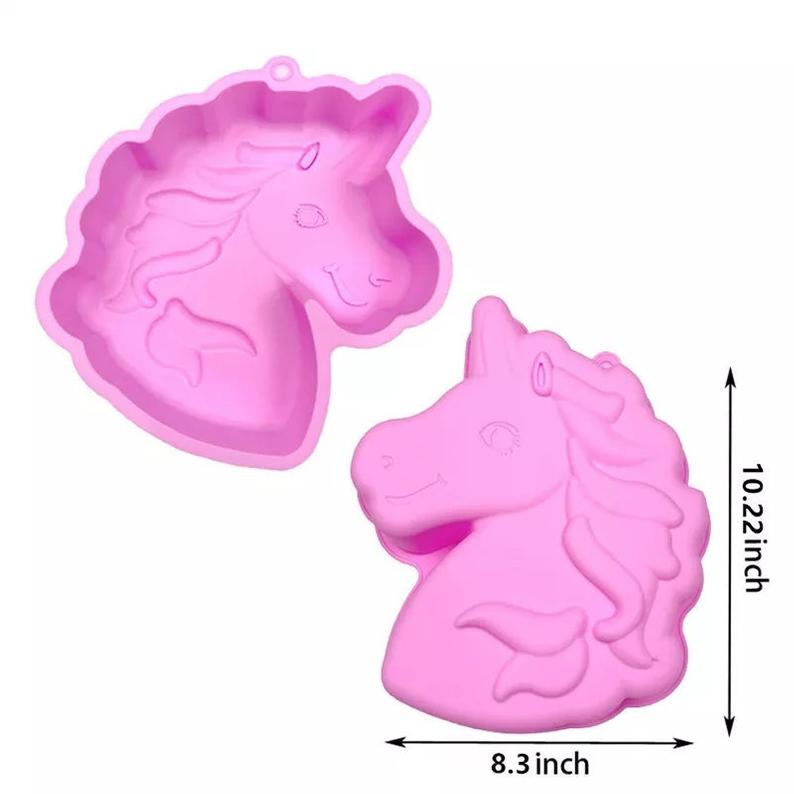 Icinginks Large Sized Unicorn Shaped Cake, Fondant, Chocolate Baking Silicone Mold - Breakable Mousse Style 