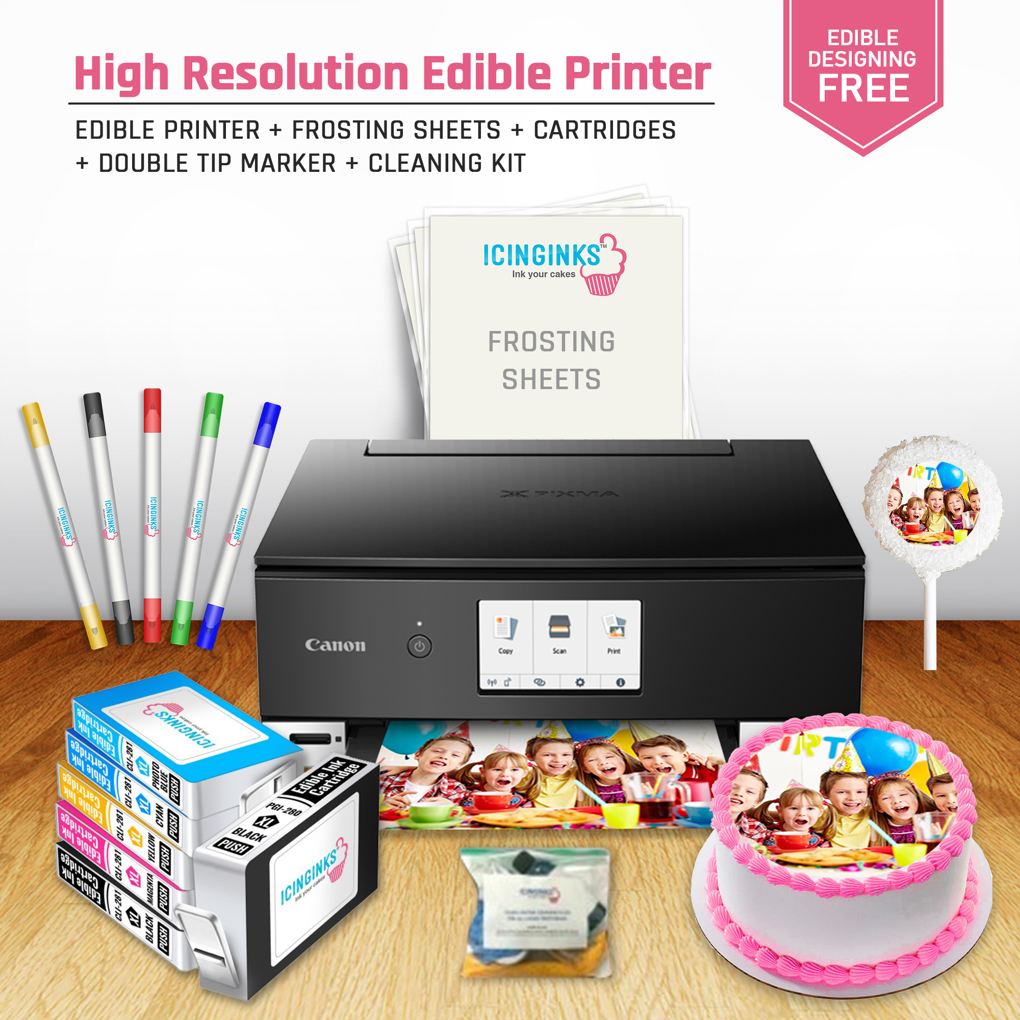 High-Resolution Edible Printer Bundle System | Canon Pixma TS8320 Cake ...