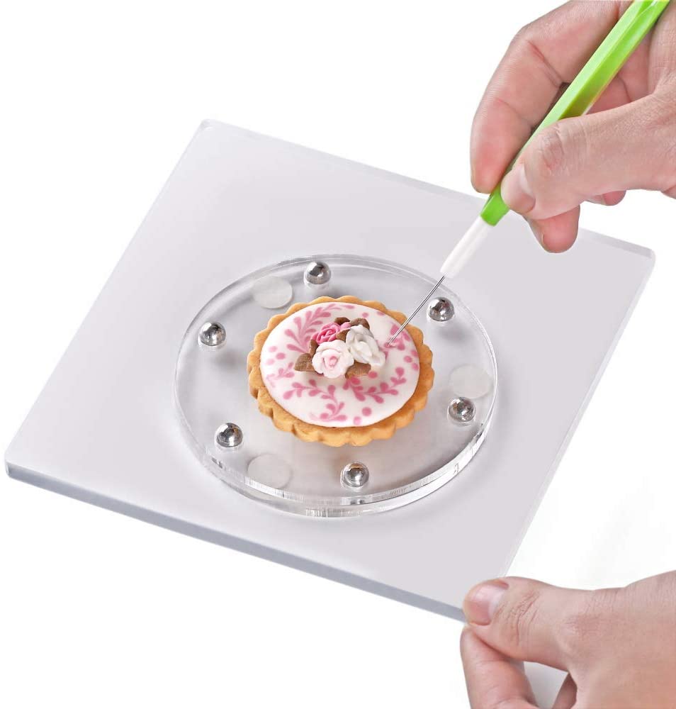 Buy Round Acrylic Cookie Decorating Turntable Swivel with
