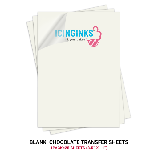 Icinginks™ Prime Blank Chocolate Transfer Sheets A4 size - Pack of 25  Transfer Sheets ( 8.5 X 11)