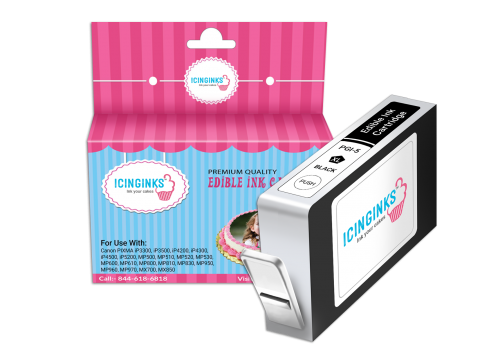 Icinginks™ Black Edible Ink Cartridge for Canon PGI-5BK With Chip