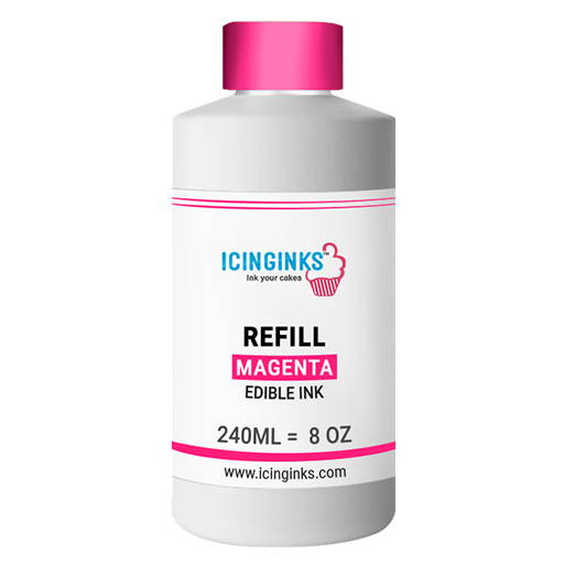 240ml or 8OZ MAGENTA Color Icinginks™ Edible Ink Refill Bottle for Canon Printers