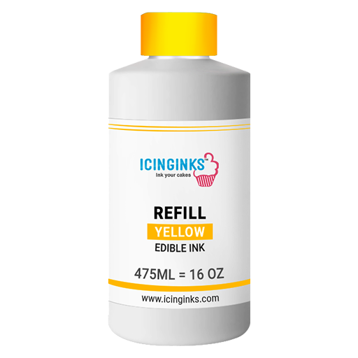 475ml or 16OZ YELLOW Color Icinginks™ Edible Ink Refill Bottle for Canon Printers