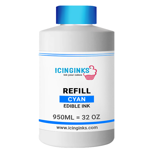 950ml or 32OZ CYAN Color Icinginks™ Edible Ink Refill Bottle for Canon Printers