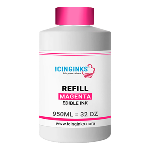 950ml or 32 oz MAGENTA Color Icinginks™ Edible Ink Refill Bottle for Canon Printers
