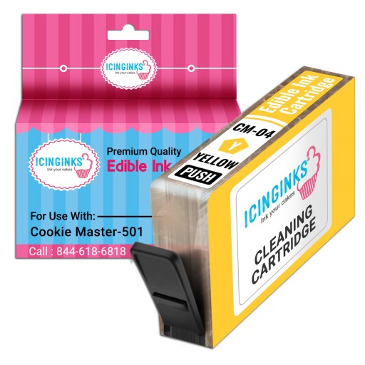 Icinginks Refillable Yellow Edible Cleaning Cartridge CM-04 for Cookie Master-501 With Chip