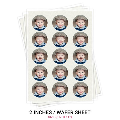 Icinginks Custom Edible Printing Service on 2” Circle Wafer Sheet of Size 8.5