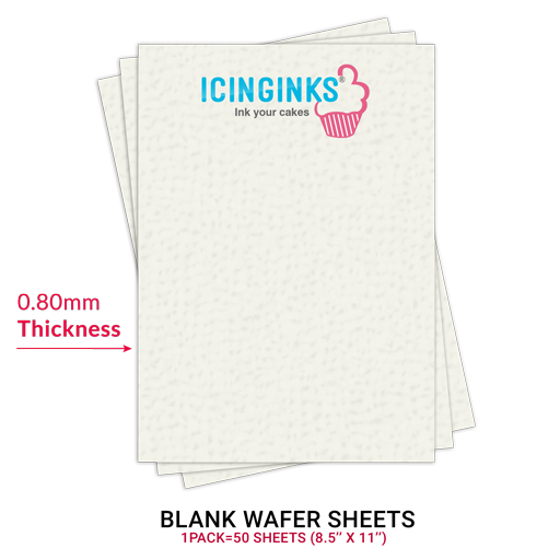 Icinginks™ Prime Blank Edible CARDSTOCK Extra Thick Wafer Paper Pack A4 size - 50 sheets 0.80mm thickness