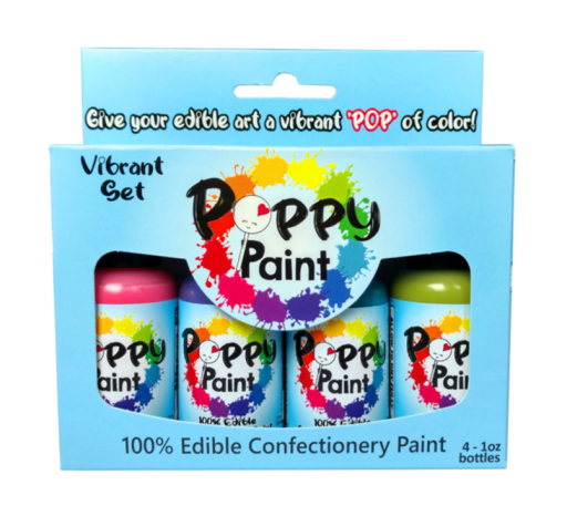 Poppy Paint 4Pc Vibrant Set Kit - Each bottle 30 ml (1 fl oz)