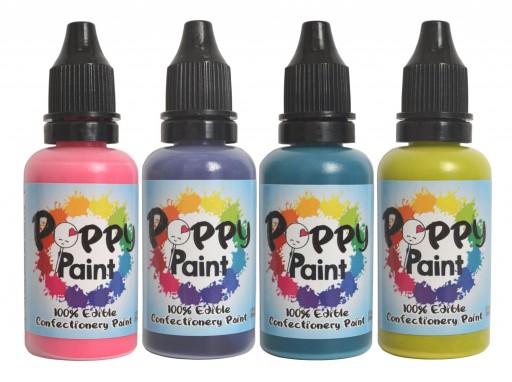 Poppy Paint 4Pc Vibrant Set Kit - Each bottle 30 ml (1 fl oz)