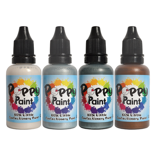 Poppy Paint Precious Pearls 4Pc Pearlescent set- Each bottle 30 ml (1 fl oz)