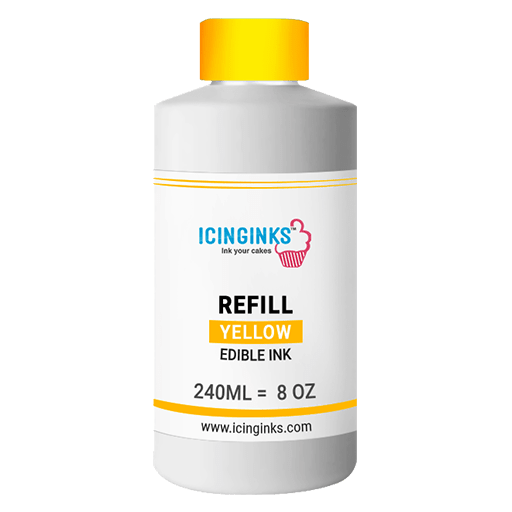 240ml or 8OZ YELLOW Color Icinginks™ Edible Ink Refill Bottle for Canon Printers
