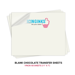 Icinginks™ Prime Blank Chocolate Transfer Sheets - Pack of 50 Transfer Sheets Large Size 11 inch X 7 inch