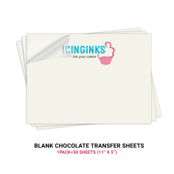 Icinginks™ Prime Blank Chocolate Transfer Sheets - Pack of 50 Transfer Sheets size 11 inch X 5 inch