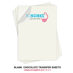 ICINGINKS® Chocolate Transfer Sheets Edible Printer - Includes 25 Blank  Chocolate Transfer Sheets + 5 Edible Ink Cartridges (Refillable)