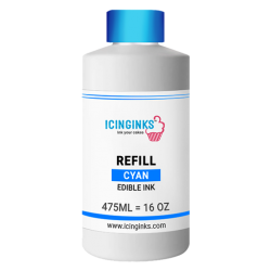 475ml or 16OZ CYAN Color Icinginks™ Edible Ink Refill Bottle for Canon Printers