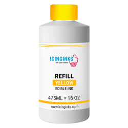 475ml or 16OZ YELLOW Color Icinginks™ Edible Ink Refill Bottle for Canon Printers