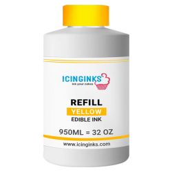 950ml or 32OZ YELLOW Color Icinginks™ Edible Ink Refill Bottle for Canon Printers, FDA Approved