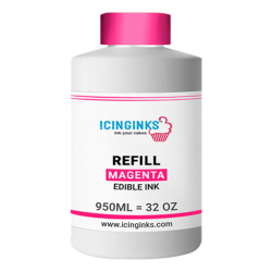 950ml or 32 oz MAGENTA Color Icinginks™ Edible Ink Refill Bottle for Canon Printers