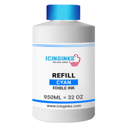 950ml or 32OZ CYAN Color Icinginks™ Edible Ink Refill Bottle for Epson Printers