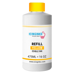 475ml or 16OZ YELLOW Color Icinginks™ Edible Ink Refill Bottle for Epson Printers