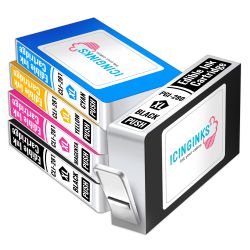 Icinginks™ Edible Ink Cartridge COMBO PACK for Canon CLI-281/PGI-280 XL's Series With Chip (5 pack) High Yield