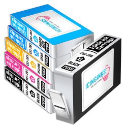 Icinginks™ Edible Ink Cartridge COMBO PACK for Canon CLI-281/PGI-280 XL's Series With Chip (6 pack) High Yield