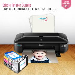 ICINGINKS<sup>®</sup> WIDE Format Edible Image Printer System - Canon PIXMA IX6820 CW8 Kit (Wireless) Compatible with Icinginks Edible Ink Cartridges and FDA Compliant high quality Frosting Sheets