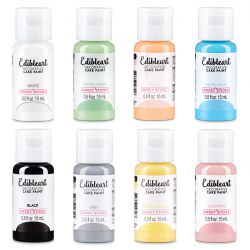 Icinginks Edible Art Paint Pastel Color Set 8 PACK - 0.5 Ounce (15 Milliliters) White, Black, Gray, Peach, Baby Pink, Pastel Yellow, Pastel Blue and Pastel Green (1 Each Color) 