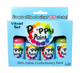 Poppy Paint 4Pc Vibrant Set Kit - Each bottle 30 ml (1 fl oz)