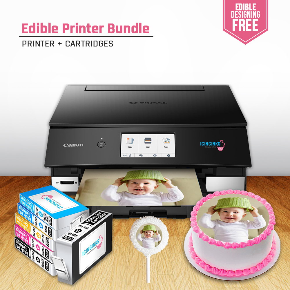 ICINGINKS<sup>®</sup> Edible Printer Bundle System for Canon Pixma TS6120 (Wireless+Scanner) Comes with Edible Cartridges