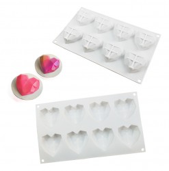 byPaul Upgraded 3rd Gen Diamond Heart Love Silicone Cake Mold with Exclusive Secret Recipe Included: FDA Certified Silicone Oven Safe Chocolate Mousse