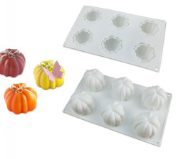 Icinginks 6 Cavity Pumpkin Silicone 3D Halloween Mousse Molds Cake, fondant, chocolate baking Silicone Mold Mousse - Breakable Type