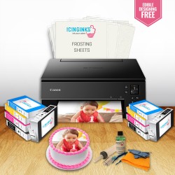 ICINGINKS<sup>®</sup> Edible Printer Deluxe Package including Canon Pixma TS6320/TS8220/TS8320/TS702 Comes with Icinginks Edible Cartridges and frosting sheets