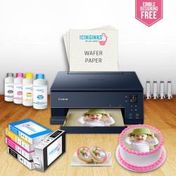 ICINGINKS<sup>®</sup> Edible Printer Bundle Includes Double Sets of Inks - Edible Ink Cartridges + Edible Refill Kit, Edible Paper- Best Cake Printer, Canon Edible Image Printer