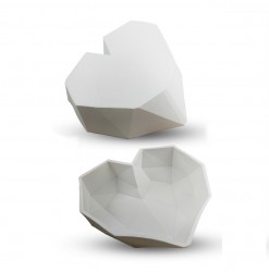 Icinginks Detailed Geometry Large 3D Heart Diamond Shape Cake With Flat Base, fondant, chocolate baking Silicone Mold Mousse - Breakable Heart