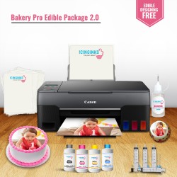 ICINGINKS® Bakery Pro 2.0 Package Edible Printer System including Canon Pixma G3260 (Wireless+Scanner) & Icinginks Edible Inks and frosting sheets