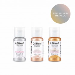 Best Seller Metallic Pack 15ml each bottle - Light Silver, Rose Gold, Glamorous Gold edible paint, edible art paint, edible food coloring, cookie paint, cake paint 