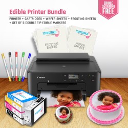 ICINGINKS<sup>®</sup> Edible Photo & Image Printer Art Package including Canon PIXMA TS702/TR8620 (Wireless) with Icinginks Edible Cartridges and frosting sheets, Wafer Paper and Set of 5 Standard Tip Edible Ink Markers