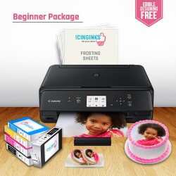 ICINGINKS<sup>®</sup> Beginner Edible Printer Bundle Package - Comes With Edible Printer + Edible Frosting Sheets + Full Set Of 5 Edible Cartridges