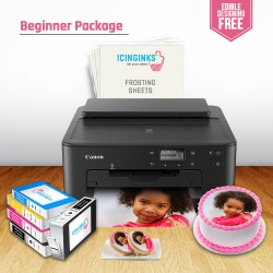 ICINGINKS<sup>®</sup> Beginner Edible Printer Bundle Package - Comes With Edible Printer + Edible Frosting Sheets + Full Set Of 5 Edible Cartridges
