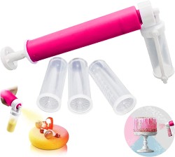 Icinginks Manual Airbrush Tool For Cake Decorating Cupcakes Cookies Cake Spray Tube for Kitchen Decorating (Pink)