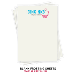 Icinginks™ Prime Edible Frosting Sheets FDA approved, Gluten, allergen free A4 Size 25 sheets (Without E171)
