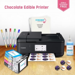 ICINGINKS<sup>®</sup> Chocolate Transfer Sheets Edible Printer - Includes 25 Blank Chocolate Transfer Sheets, Edible Cartridges, Edible Markers, Cleaning Kit