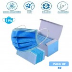 Disposable Protective 3-Ply Face Mask, Value Saver Pack of 50PCS with Elastic Ear Loop Polypropylene, Anti-Dust Face Mask