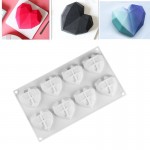 Icinginks 8 Cavities 3D Heart Diamond Shape Cake, fondant, chocolate baking Silicone Mold Mousse - Breakable Heart