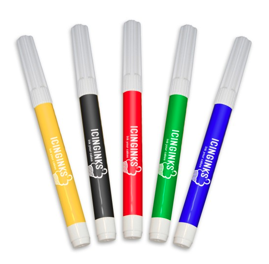 Edible Markers in Primary Colors - 5 High Quality Double Tip Edible Markers