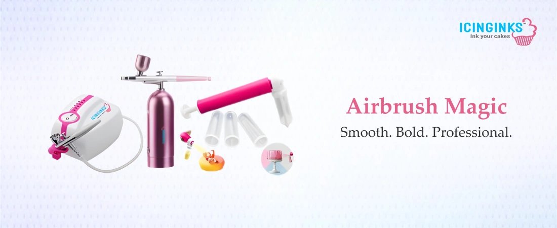 Professional cake airbrushing using Icinginks airbrush kits and edible cake paint for smooth, vibrant dessert designs. 